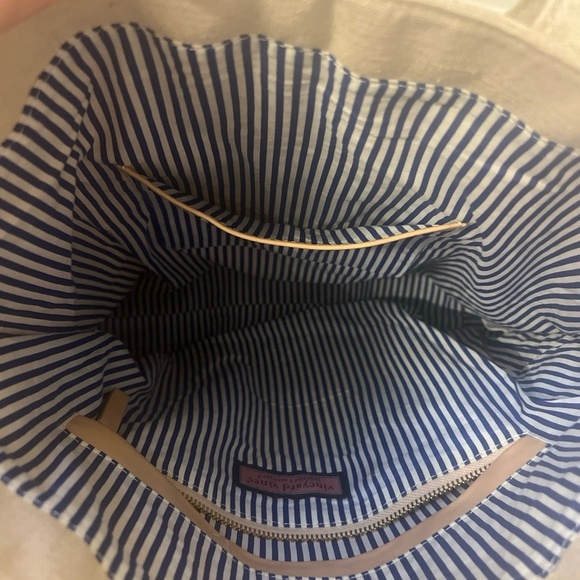 Vineyards Vines Embroidered Floral Captain Tote bag Natural Beige Blue Boho - Picture 4 of 12